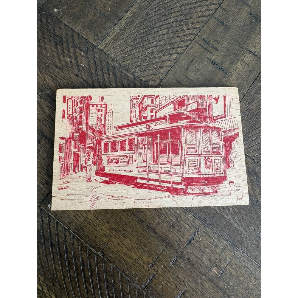 VTG Das Essenhaus Indiana Trolley Car Train Wooden Postcard Unposted Vandercraft